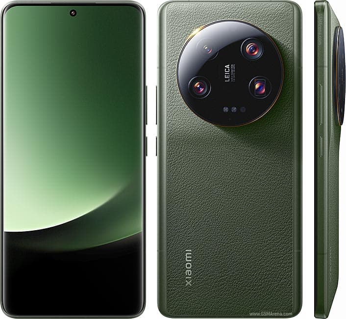 Xiaomi 13 Ultra shown from the front and back, with the large circular Leica quad-camera island