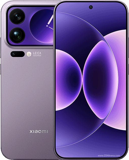 Xiaomi 17 Pro Max in Purple, showing the front display and the rear Leica triple camera with a secondary screen
