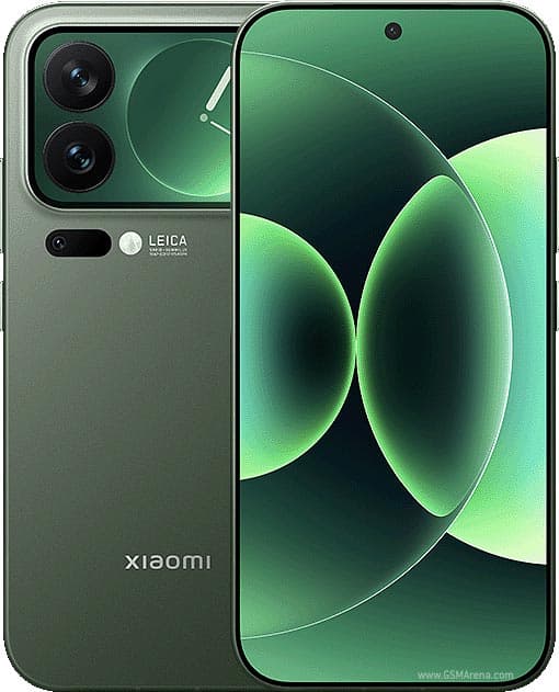 Xiaomi 17 Pro in Green, showing the front display and the rear Leica triple camera with a secondary screen