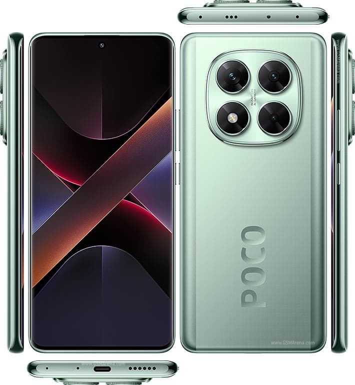 Xiaomi Poco X7 shown from the front and back in green