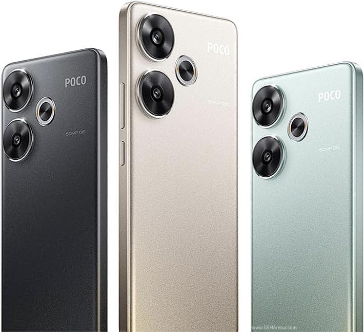 Xiaomi Poco F6 shown from the front and back